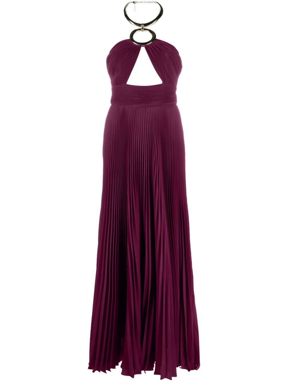 Shop Elie Saab Pleated Cut-out Gown In Red