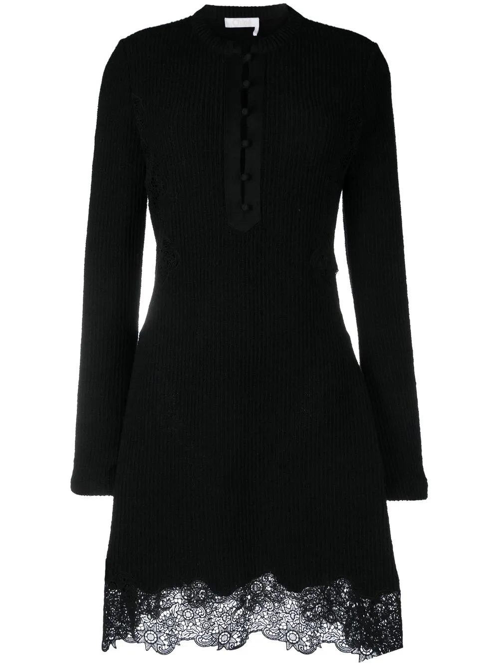 Chloé Vestido com recorte de renda | Preto | Image 1