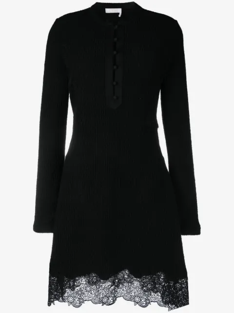 Chloé lace-panel knitted mini dress