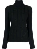 Valentino Garavani Pre-Owned lace-panelled roll-neck jumper - Blue