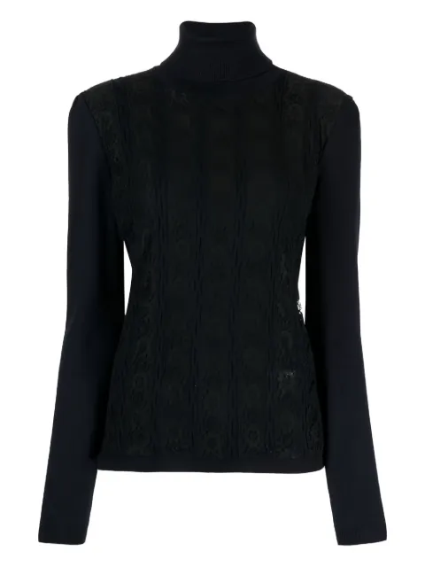 Valentino Garavani Pre-Owned كنزة برقبة مطوية وأجزاء دانتيل مخيوطة
