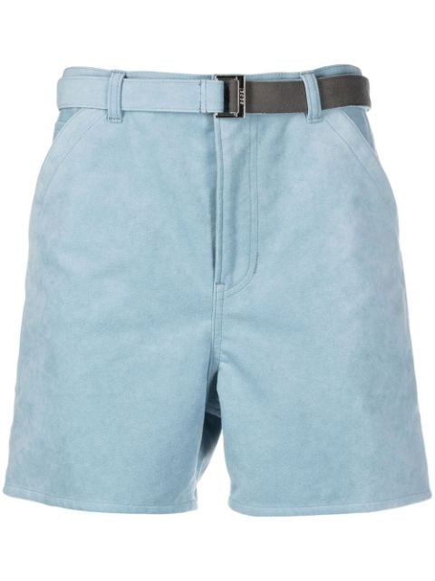 sacai belted faux suede shorts