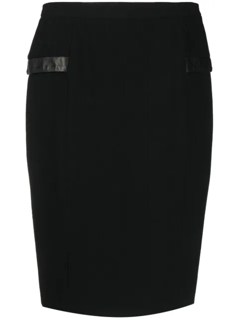 Christian Dior Pre-Owned falda lápiz con ribete de cuero 2010