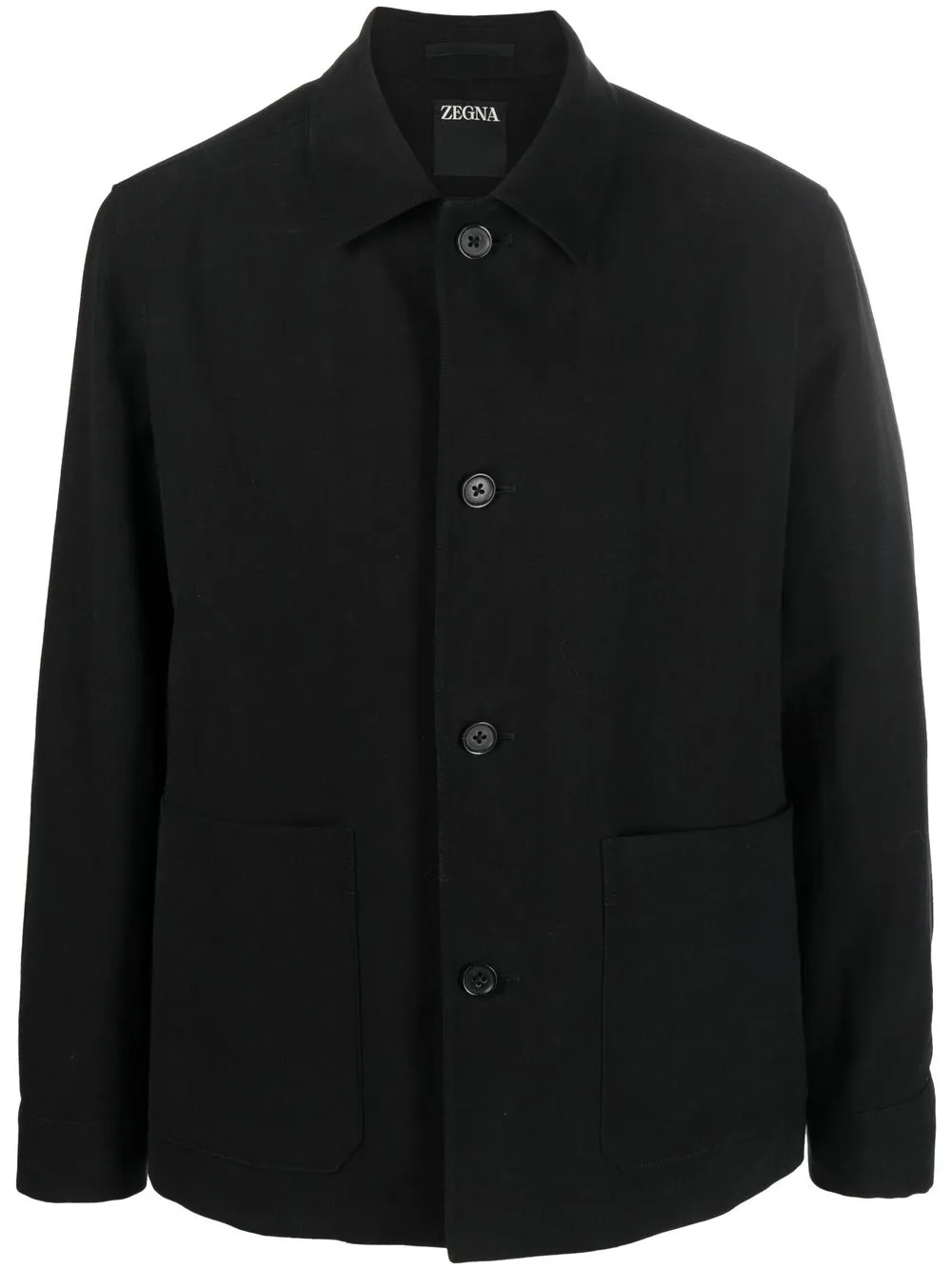 

Zegna button-up lightweight linen jacket - Black