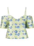 GANNI floral jacquard off-shoulder blouse - Grey
