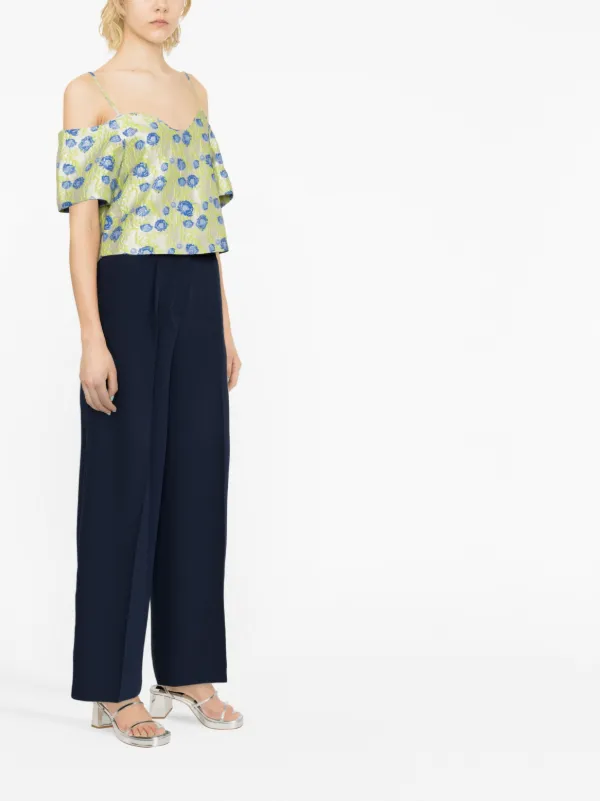 GANNI Floral Jacquard off-shoulder Blouse - Farfetch