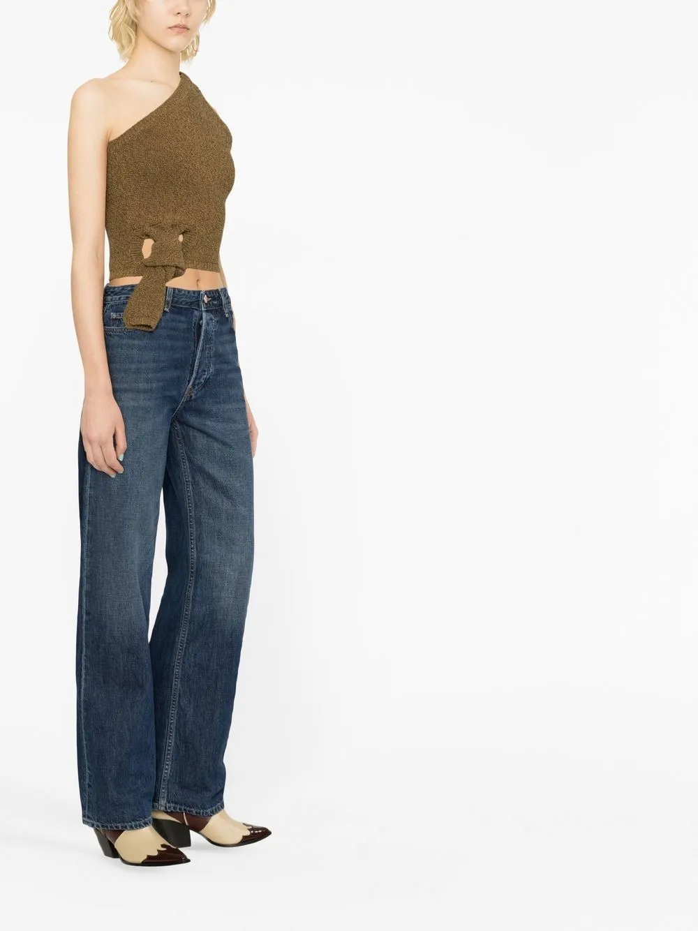 Shop Ganni Wide Leg Jeans In Blue