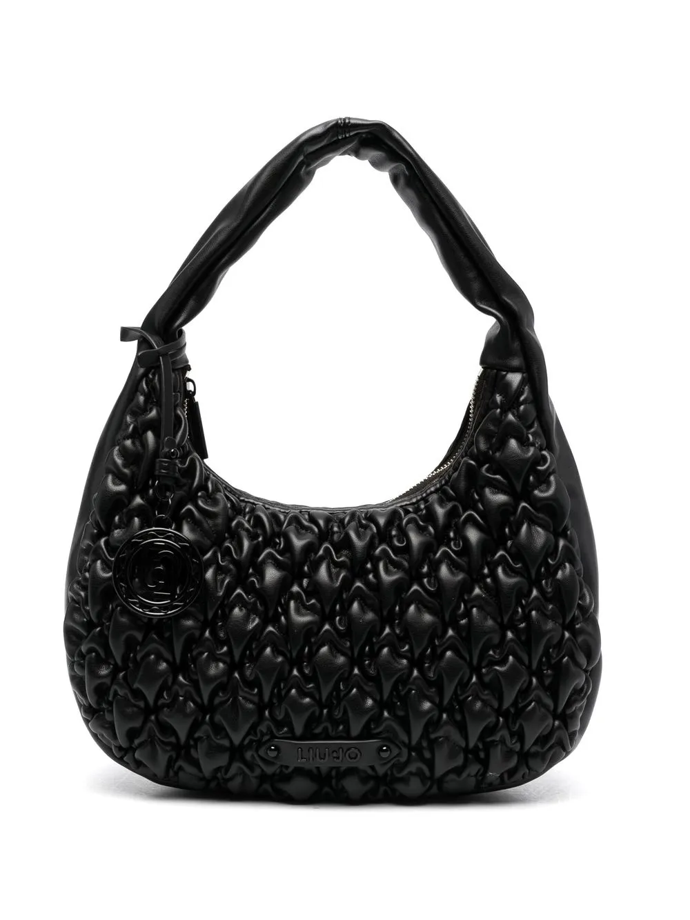 

LIU JO logo-patch smocked shoulder bag - Black