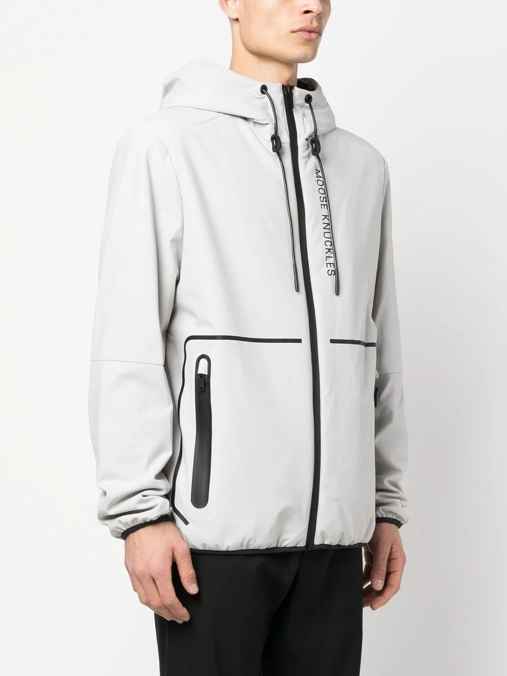 Shop Moose Knuckles Contrast-detailing Hooded Jacket In Grey