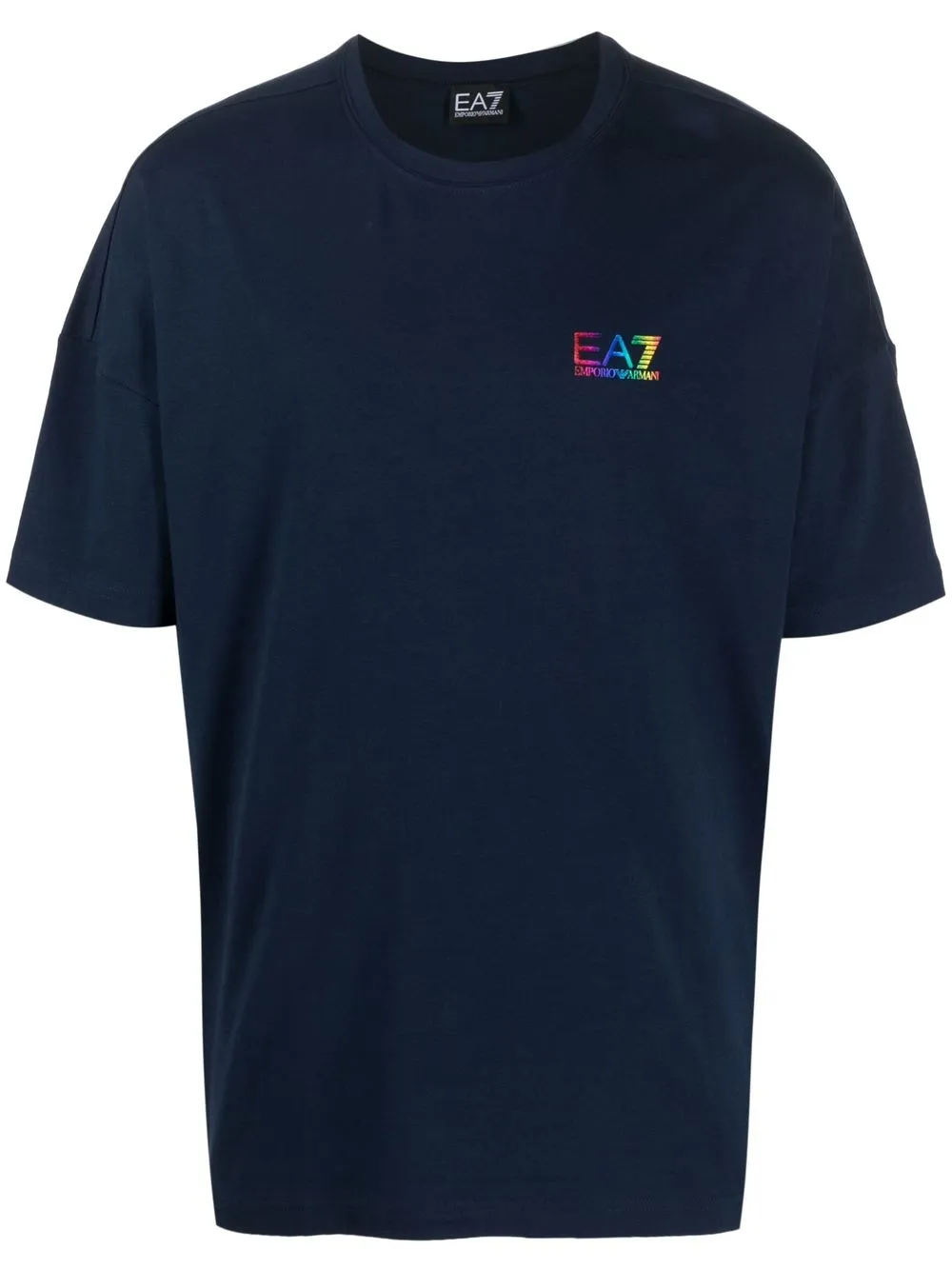 

Ea7 Emporio Armani EA7 logo print stretch-cotton T-shirt - Blue