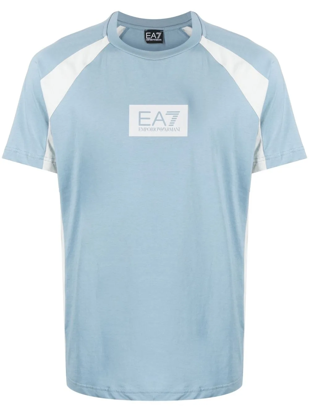 

Ea7 Emporio Armani colour-block logo-print shortsleeved T-shirt - Blue