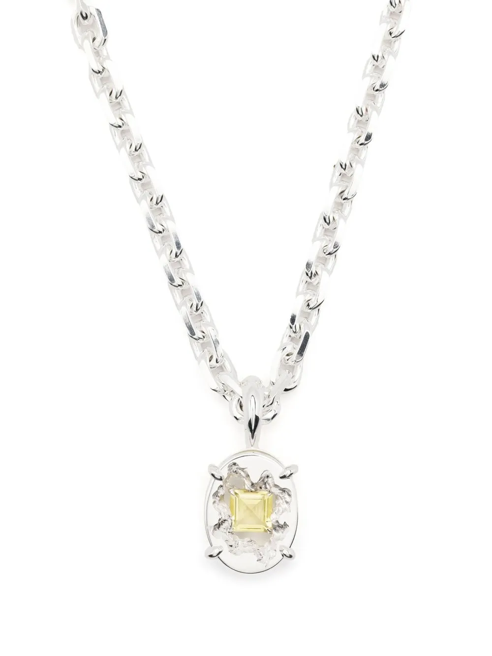 

SWEETLIMEJUICE crystal pendant chain-link necklace - Silver