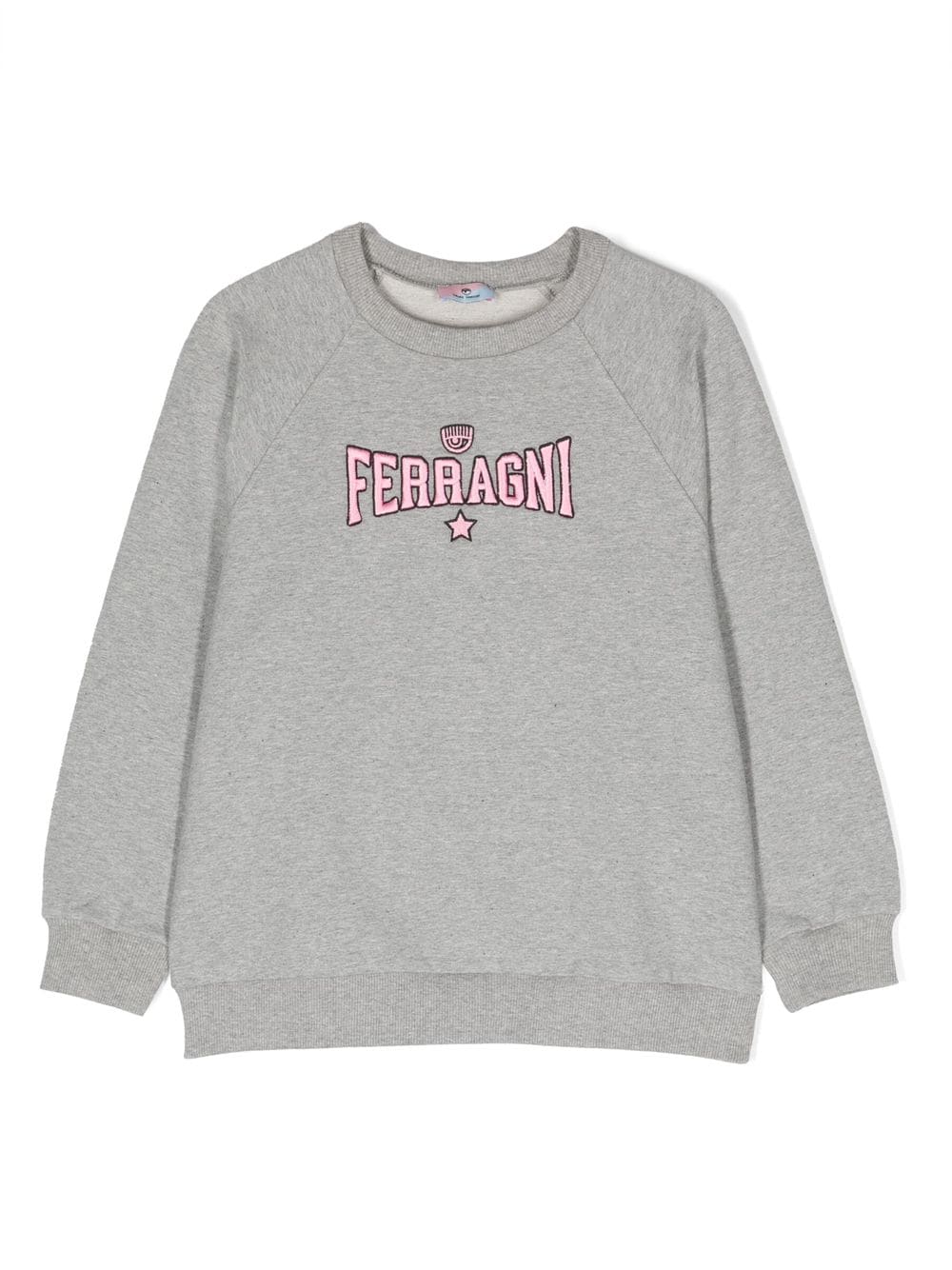 Chiara Ferragni Kids' Embroidered Logo Cotton Sweatshirt In Grey