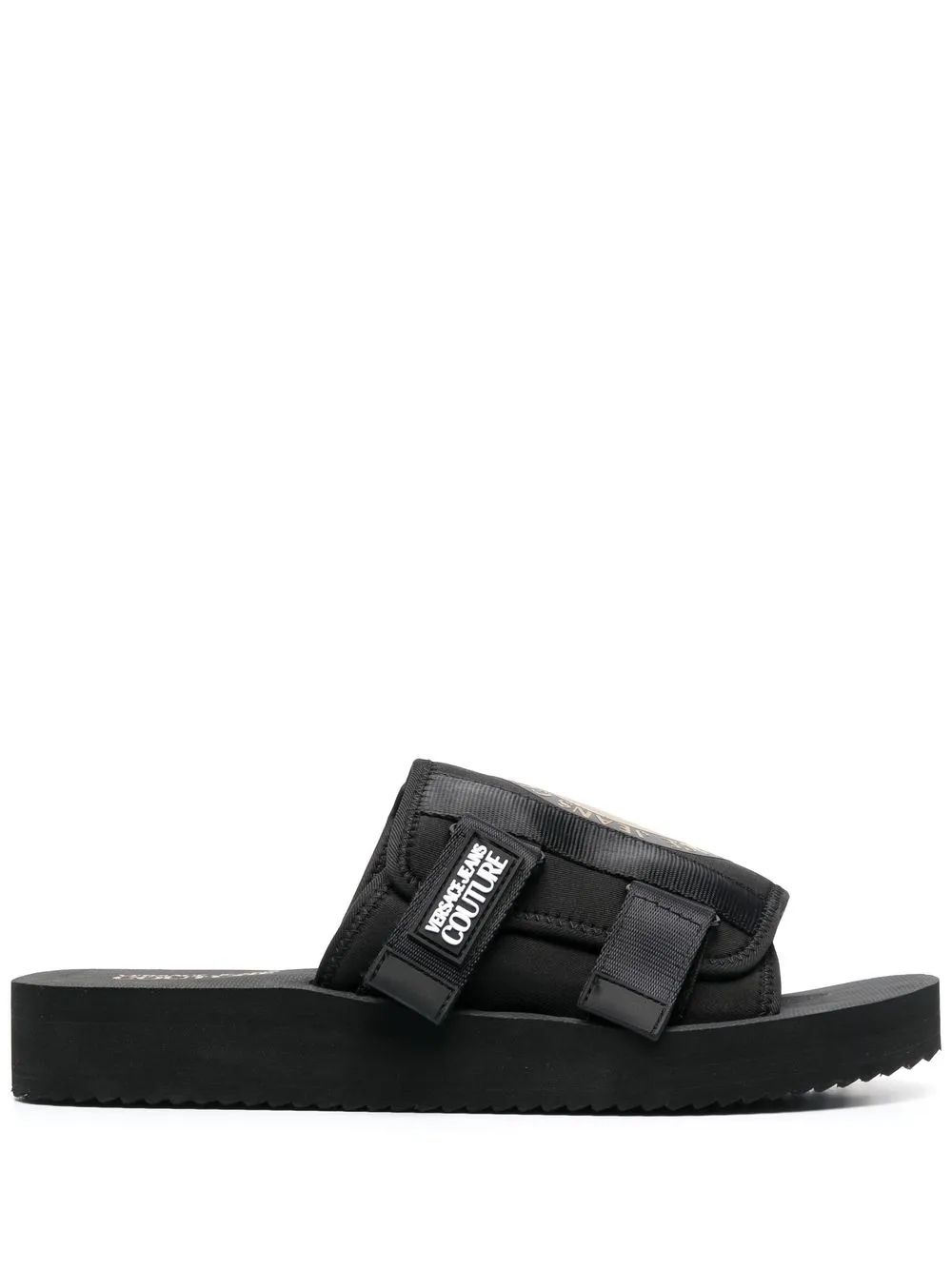 

Versace Jeans Couture logo-print flat slides - Black