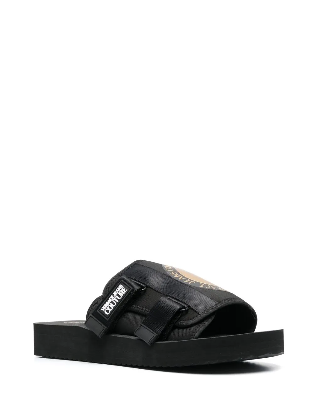 Versace Jeans Couture Slippers met logoprint - Zwart