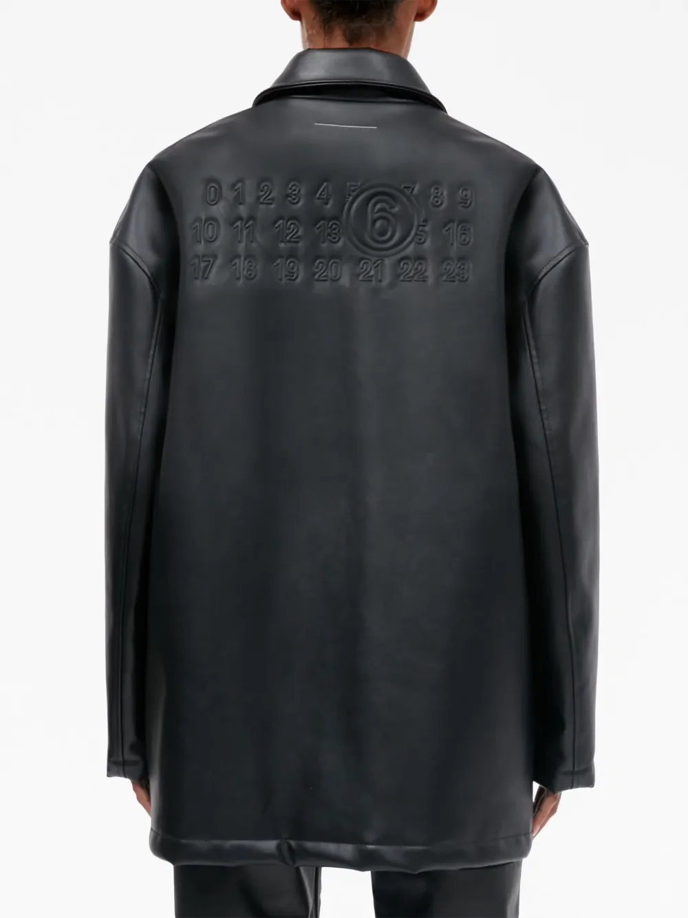 logo-embroidered faux-leather jacket