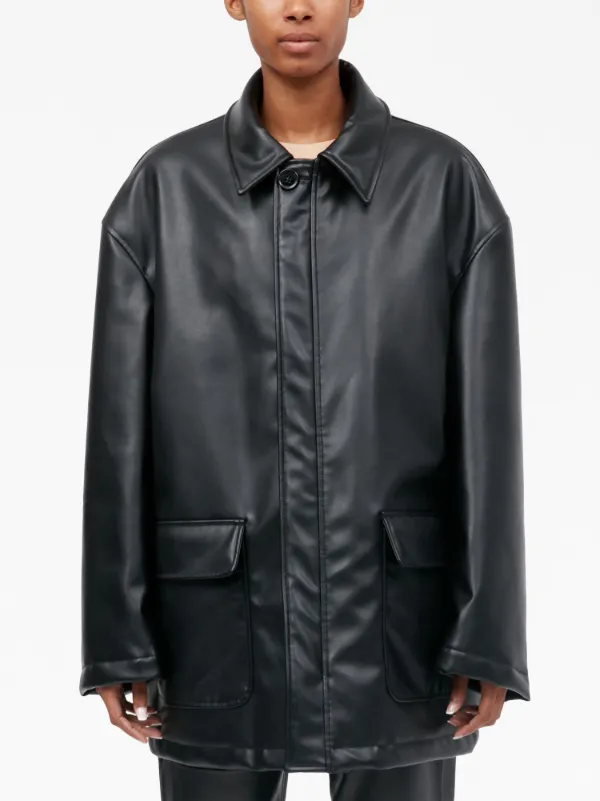 MM6 Maison Margiela logo-embroidered faux-leather Jacket - Farfetch