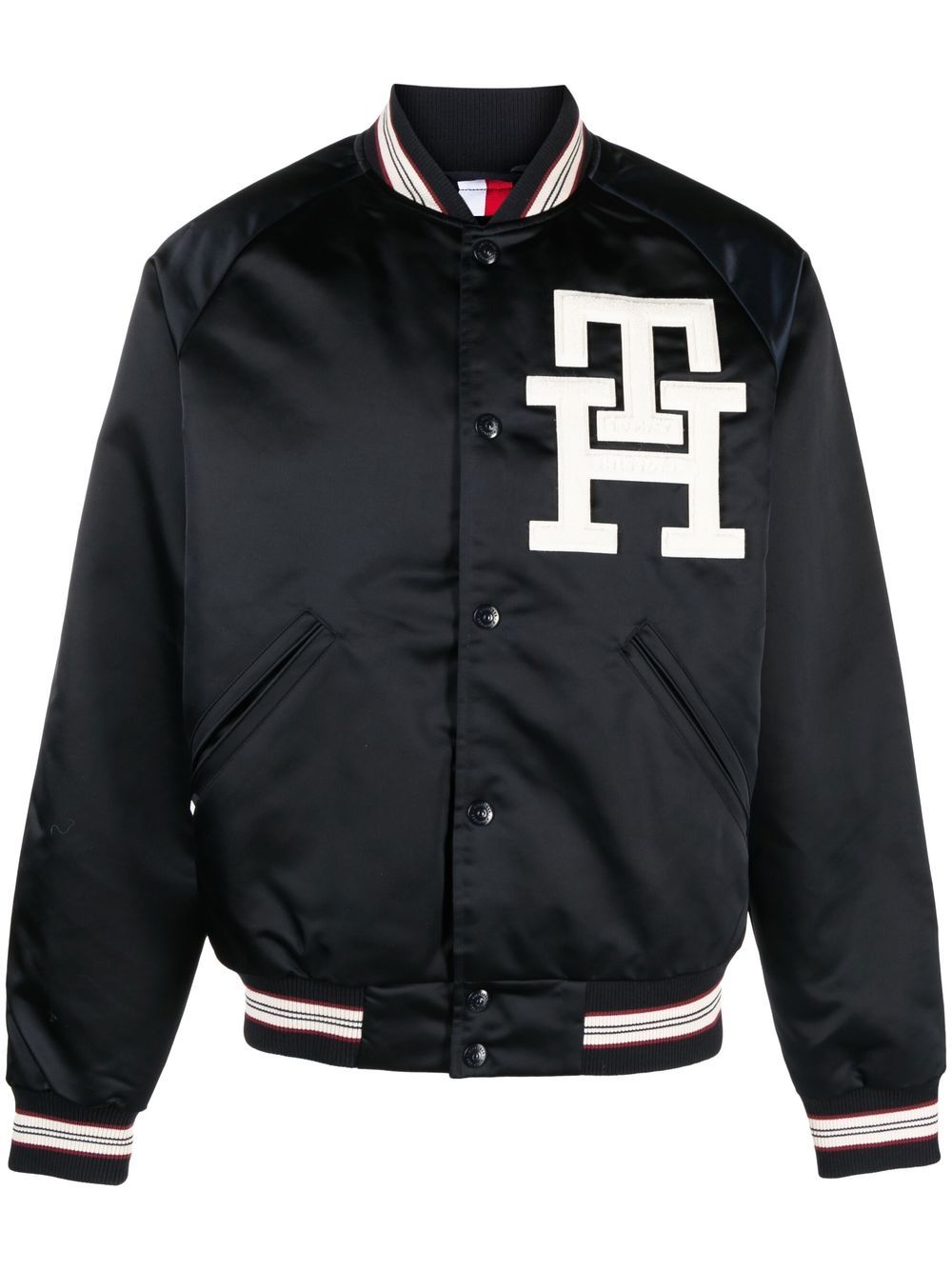 TH Monogram Leather Varsity Jacket