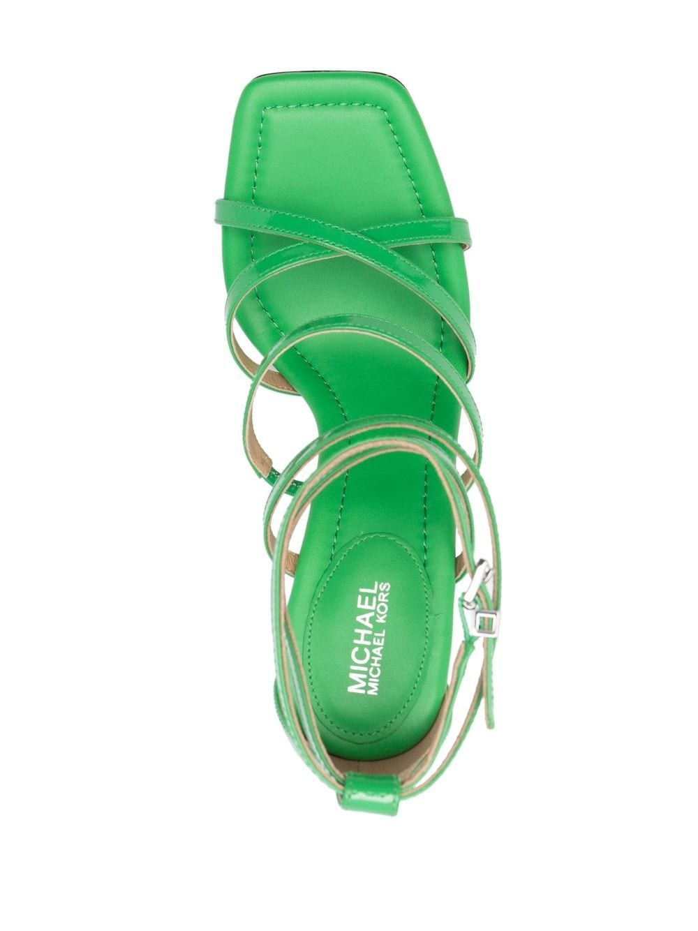 Shop Michael Michael Kors Imani Patent Leather Sandal In 绿色