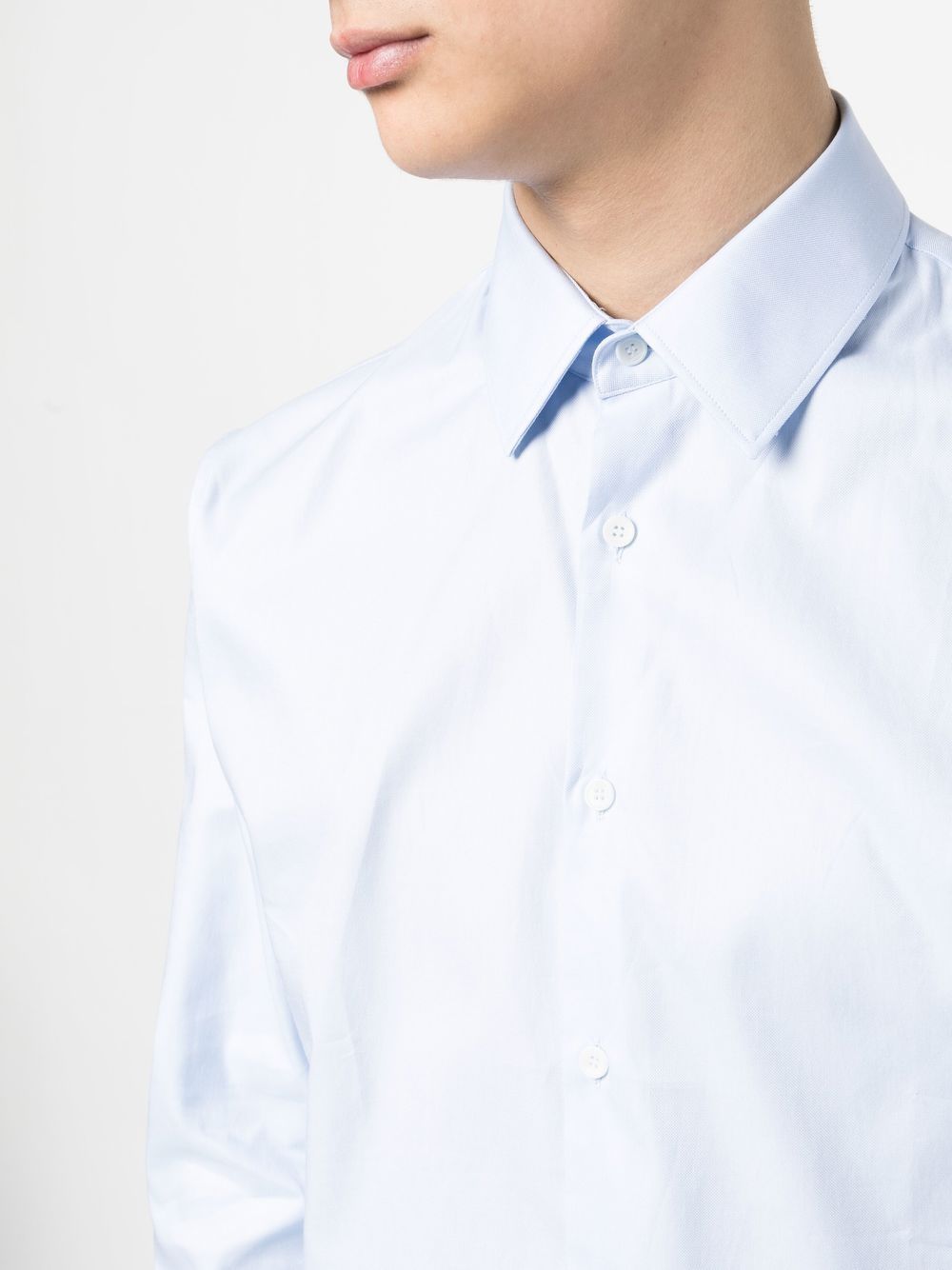 Shop Sandro Long-sleeve Cotton Shirt In Blue