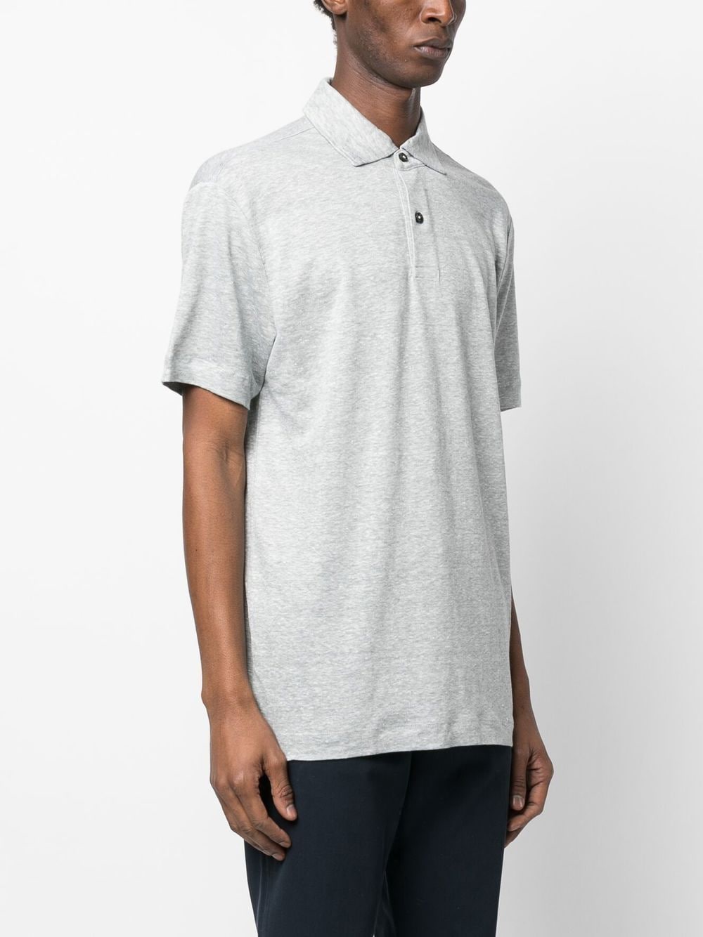 Shop Hugo Boss Piqué Linen Polo Shirt In 灰色