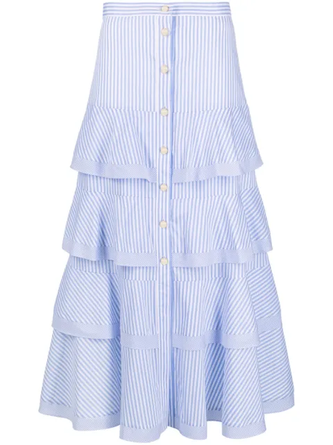 SANDRO striped tiered skirt