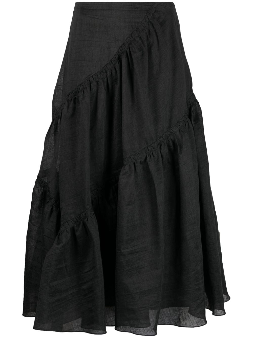 Sandro Ruffle-trim Skirt In Black
