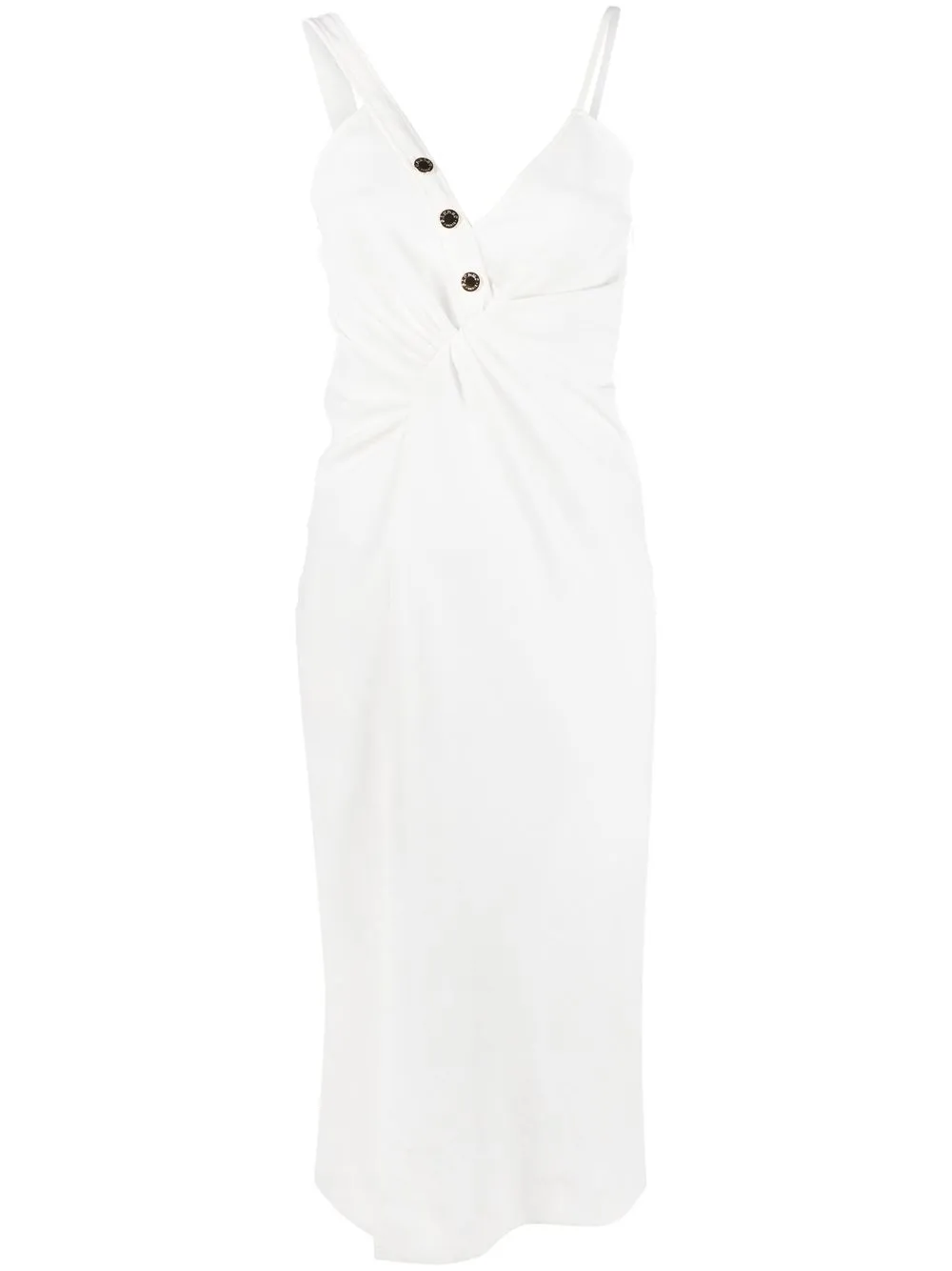 Sandro Asymmetric Midi Dress In Ecru