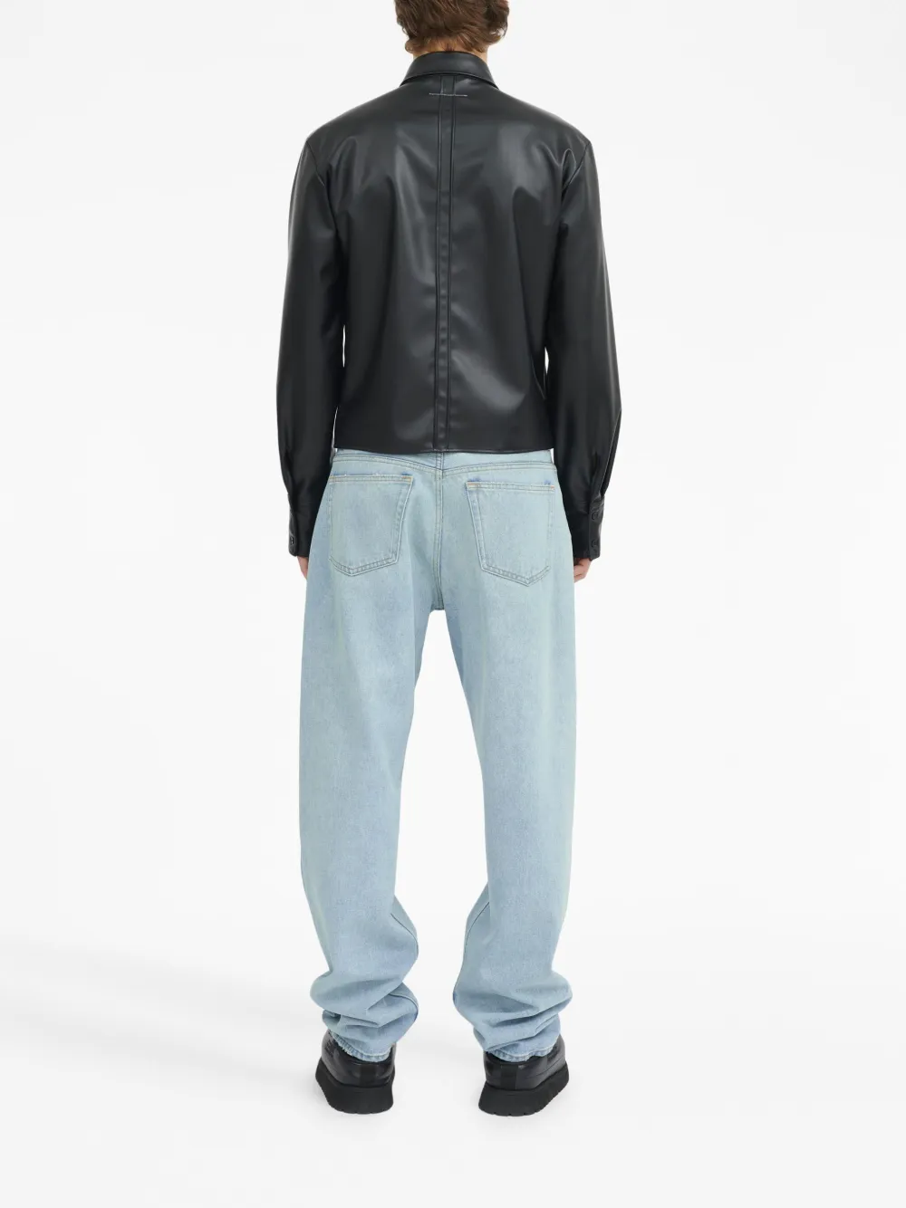 MM6 Maison Margiela アニマルフリーレザー シャツ | ブラック