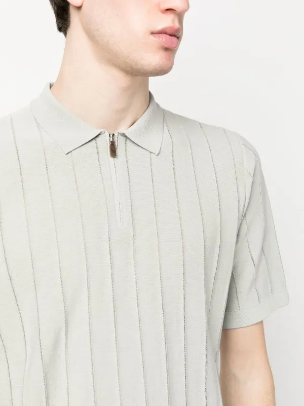 Eleventy ribbed-knit Zip Polo Shirt - Farfetch