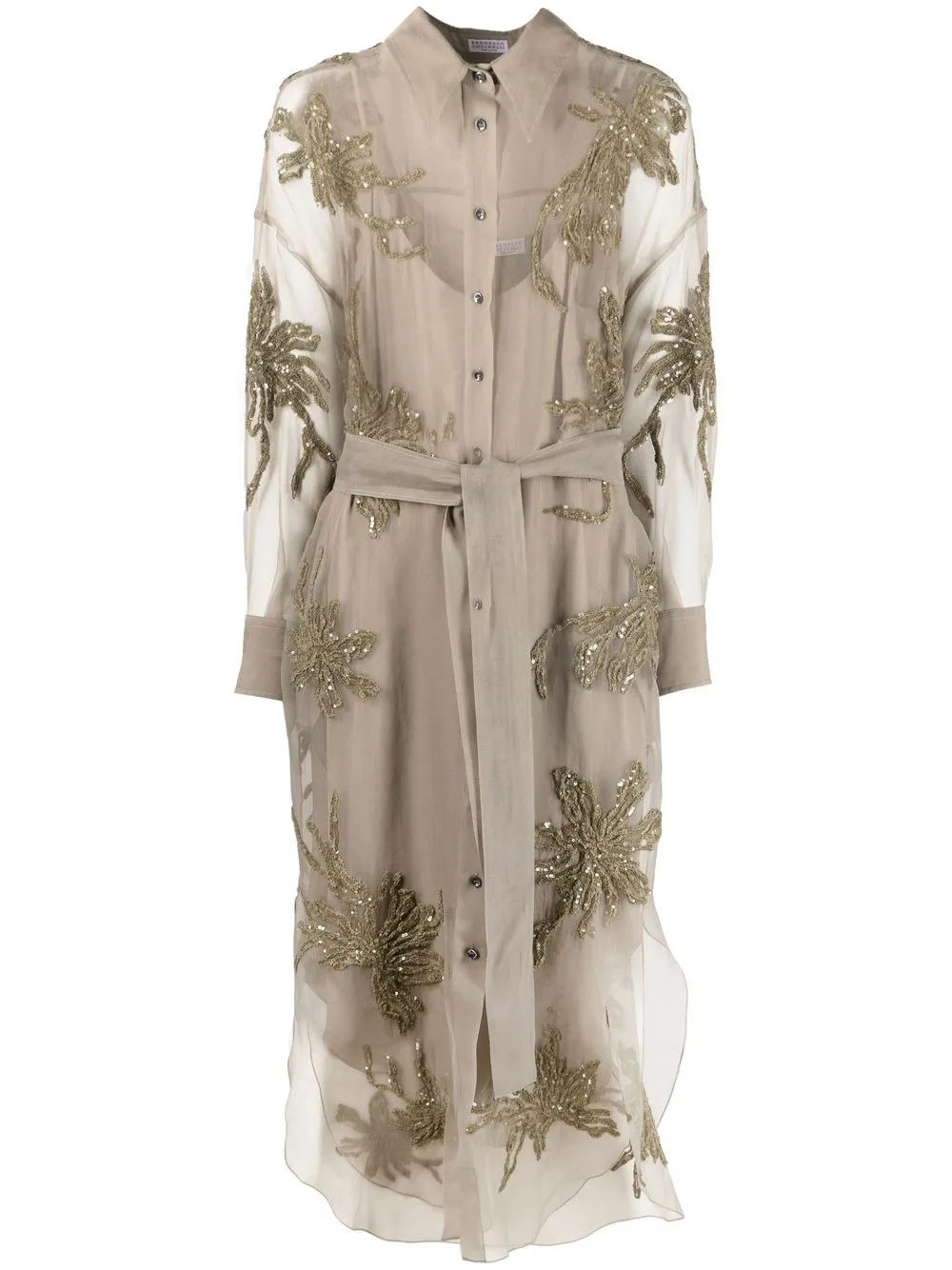 

Brunello Cucinelli sequin-embellished shirtdress - Grey