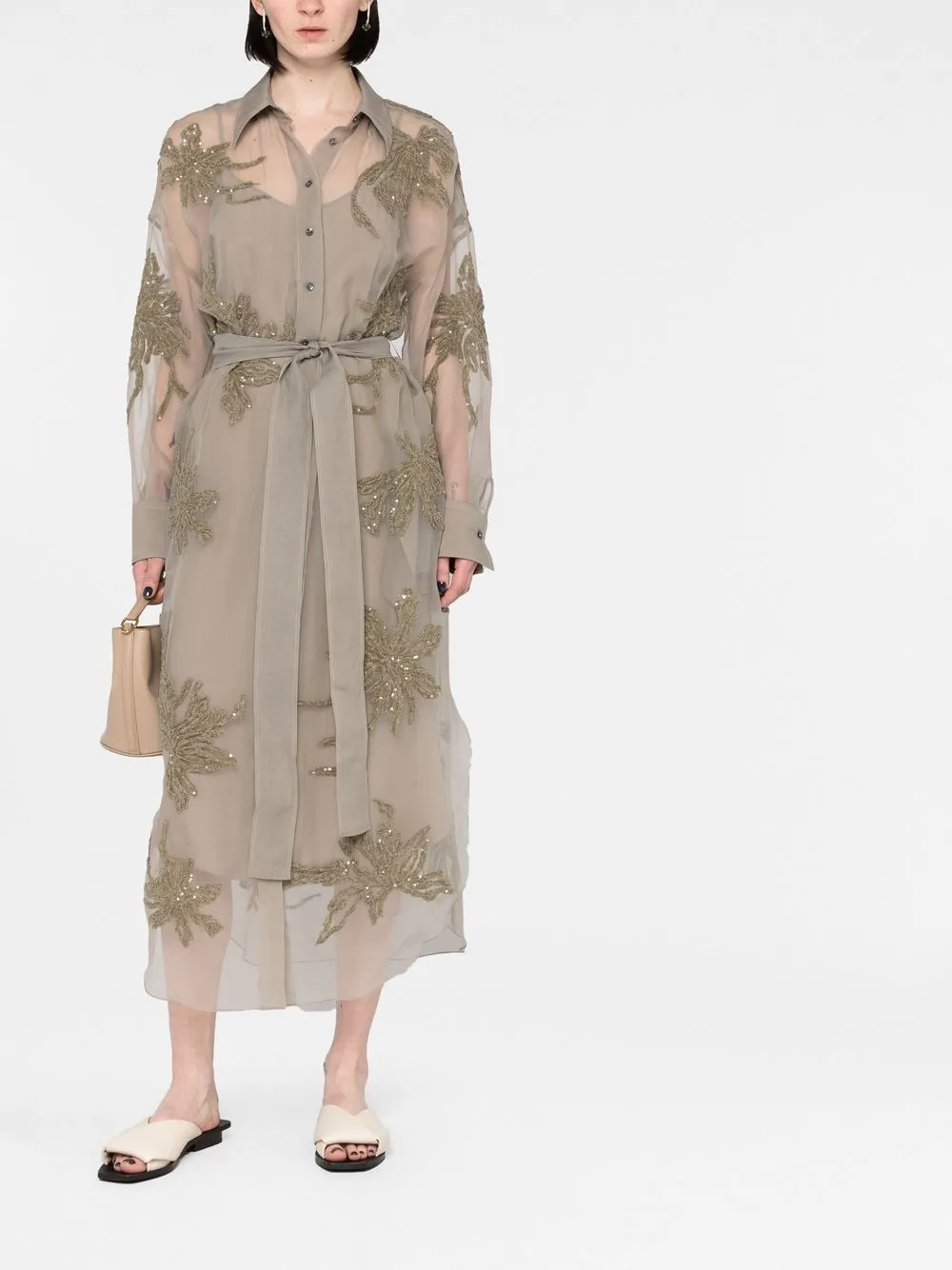 Brunello Cucinelli Blousejurk met pailletten - Grijs