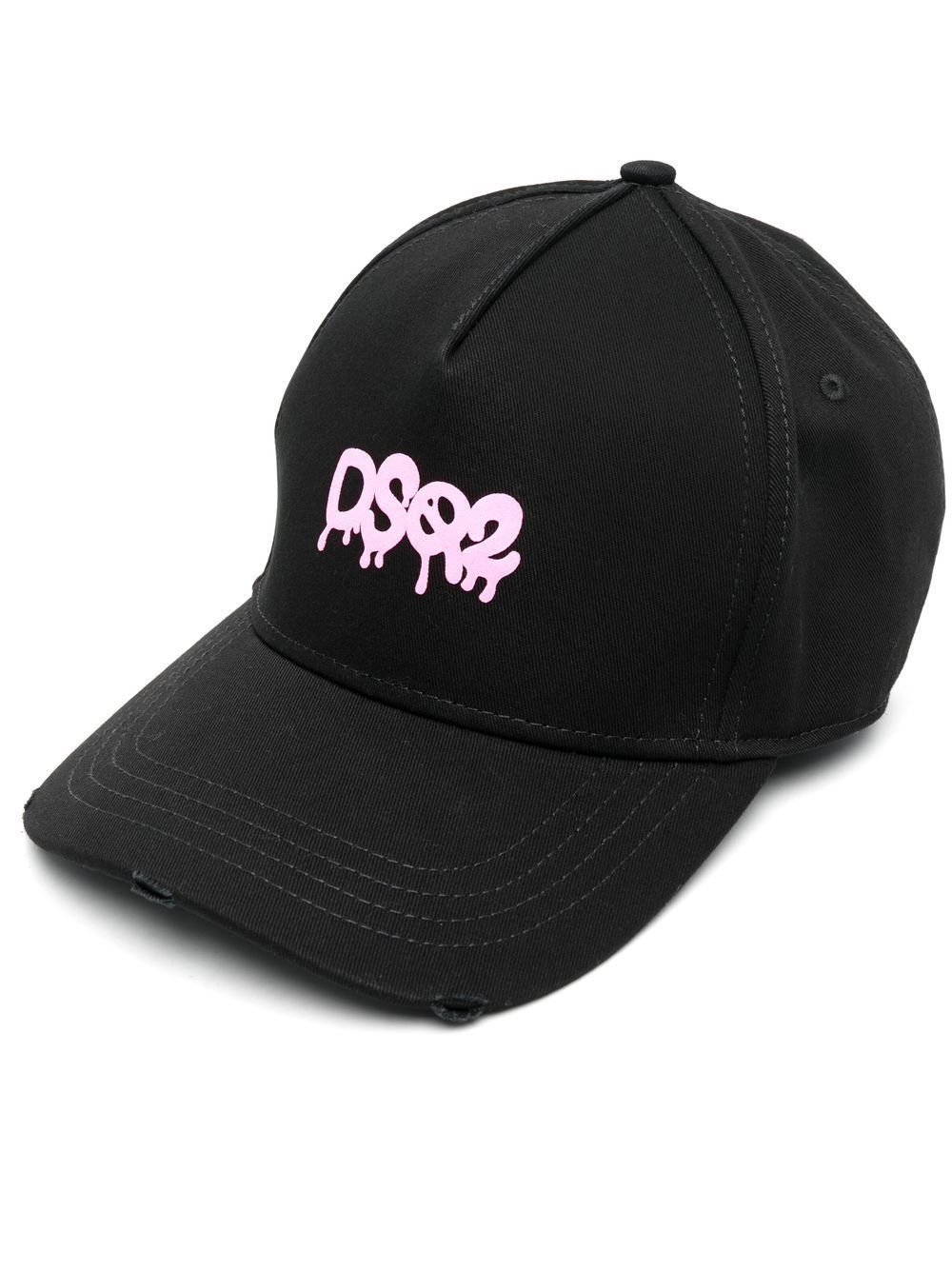 Dsquared2 Logo-print Distressed Cap In Black