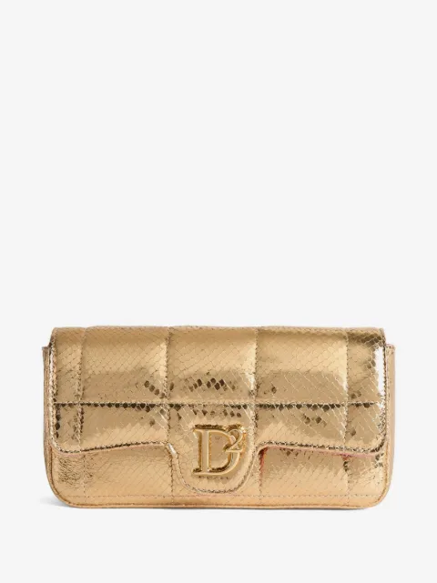 DSQUARED2 logo-plaque metallic leather clutch