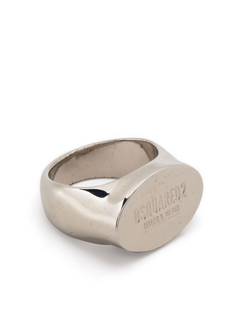 logo-engraved burnished-finish ring