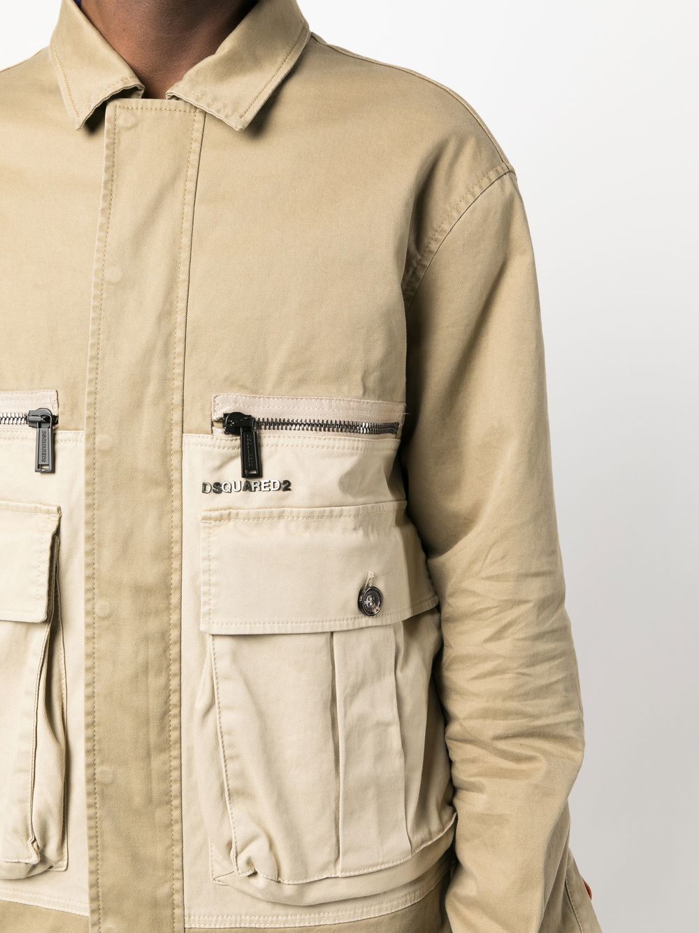 Shop Dsquared2 Two-tone Flap-pocket Jacket In Nude