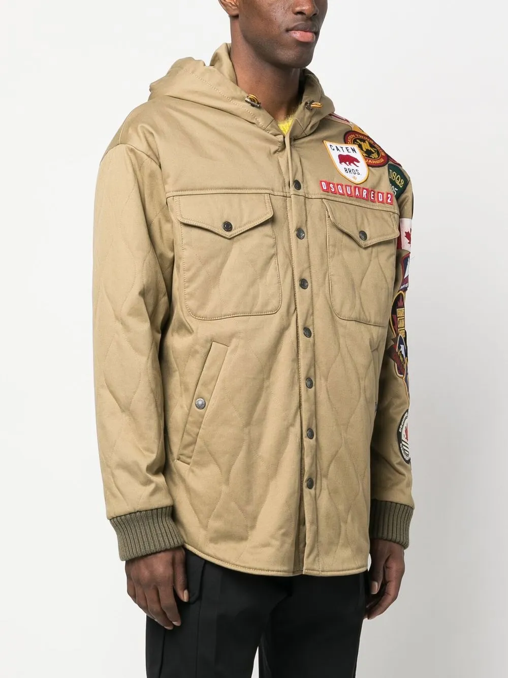 Shop Dsquared2 Patch-detail Hooded Jacket In Brown