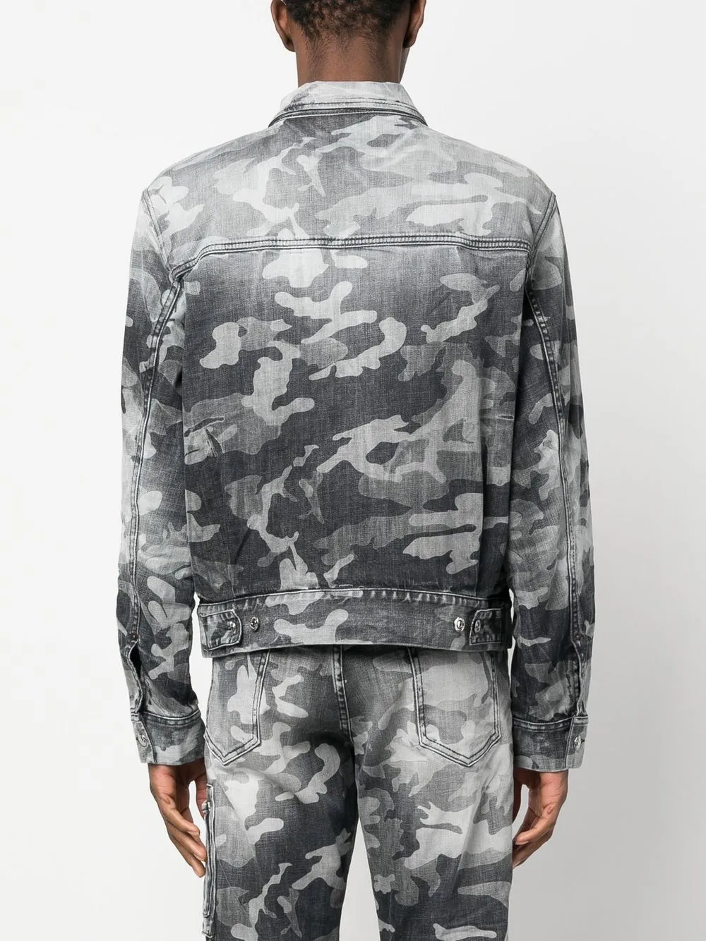 Dsquared2 Camouflage-pattern Denim Jacket In 黑色