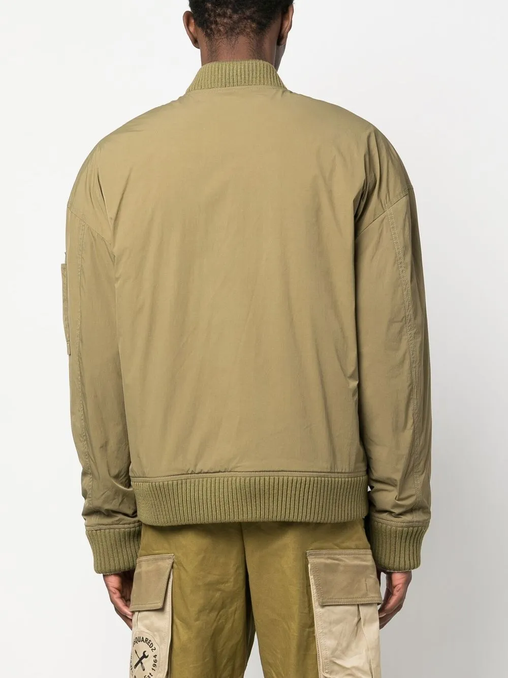 Dsquared2 Logo Patch Zipped Bomber Jacket In Grün