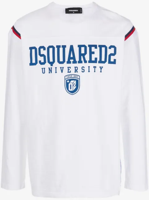 DSQUARED2 playera manga larga con estampado universitario