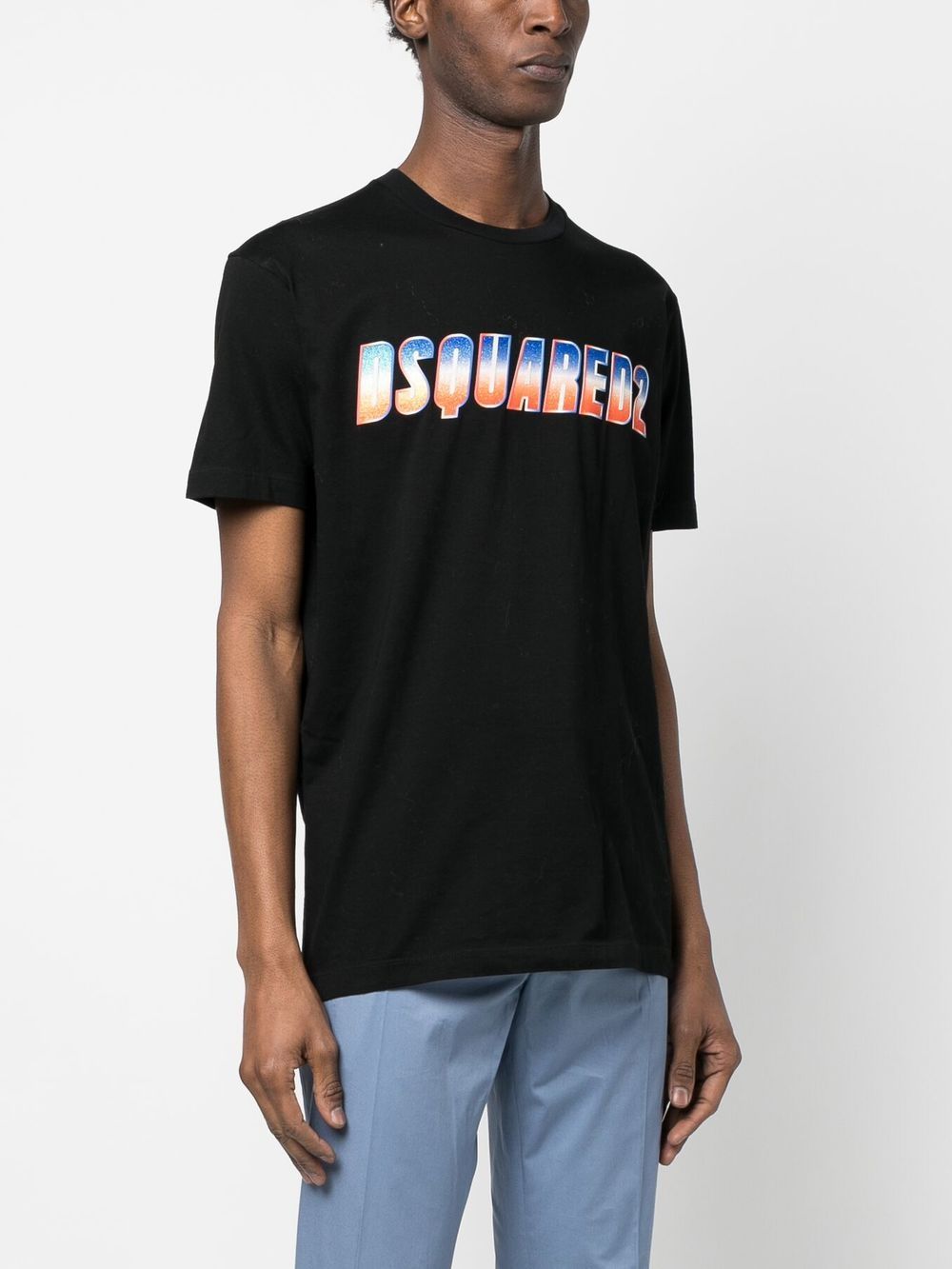 Shop Dsquared2 Glitter Logo-print T-shirt In Black