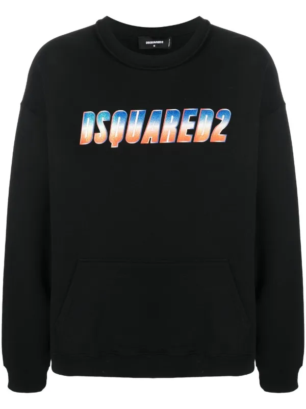 DSQUARED2 Glittery Logo Crew Neck Sweatshirt | Black