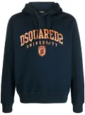 DSQUARED2 University-print drawstring hoodie - Blue