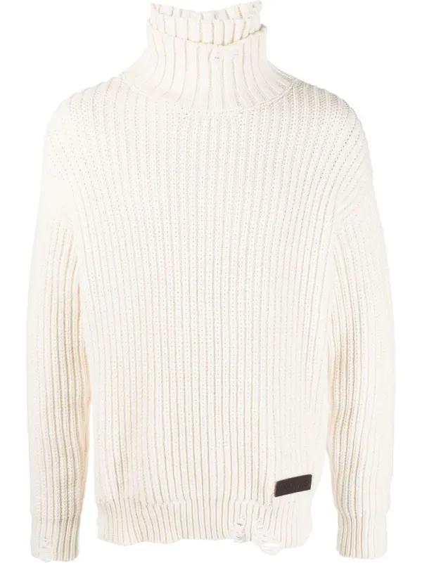 Mens white outlet ribbed jumper
