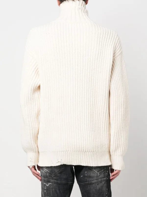 Mens white ribbed top jumper