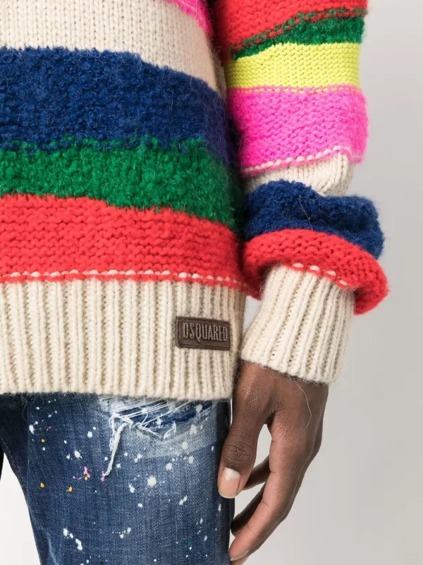 Dsquared2 Striped Crew Neck Jumper Farfetch