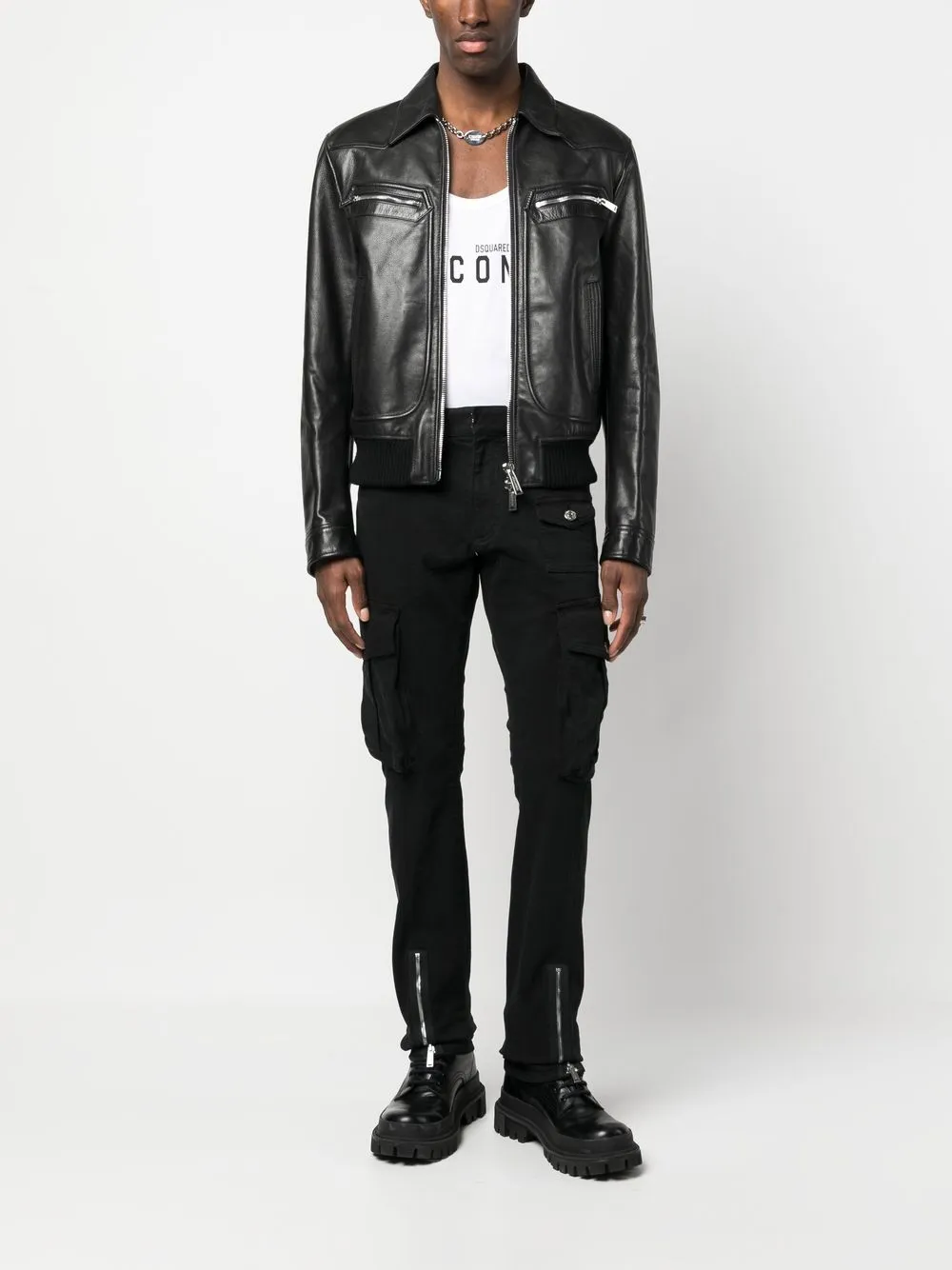 Dsquared2 zip-ankles skinny jeans - 900 BLACK