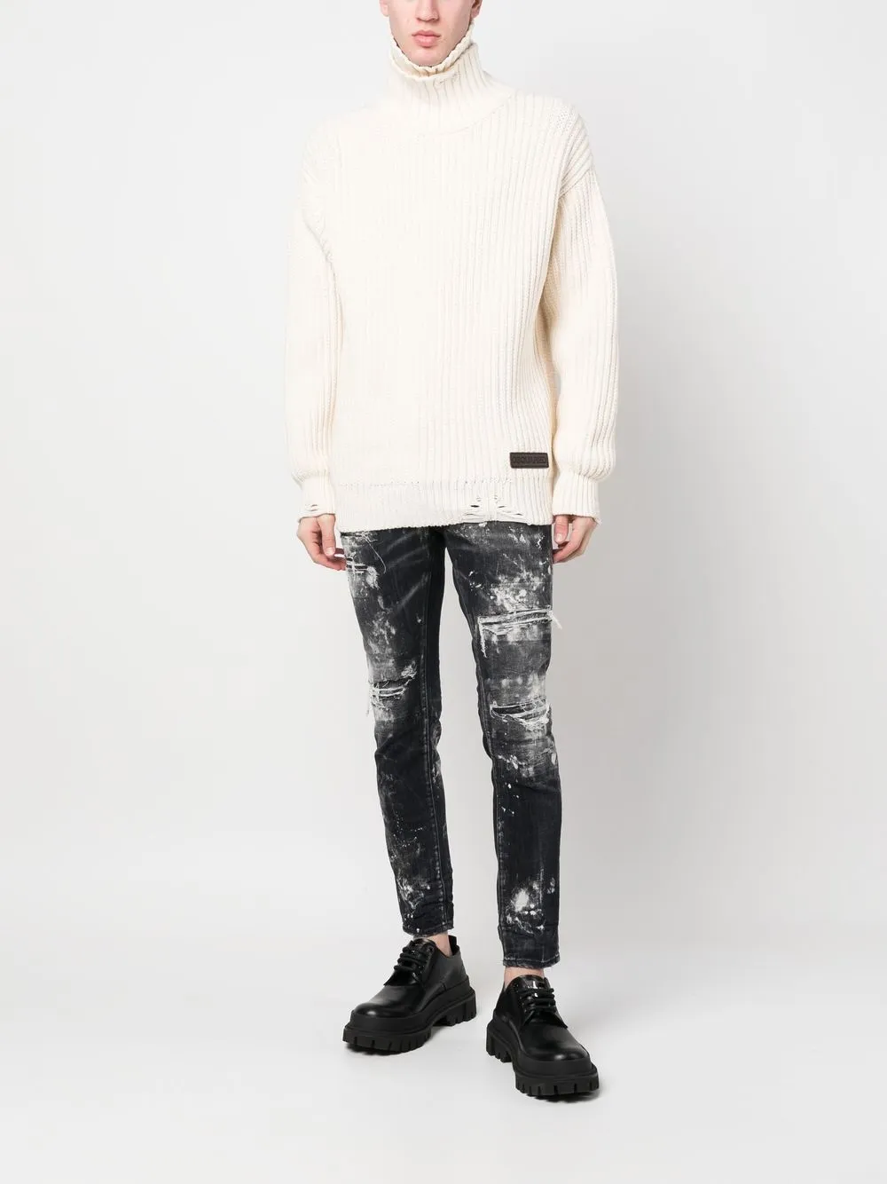 Dsquared2 ripped distressed skinny jeans - Zwart