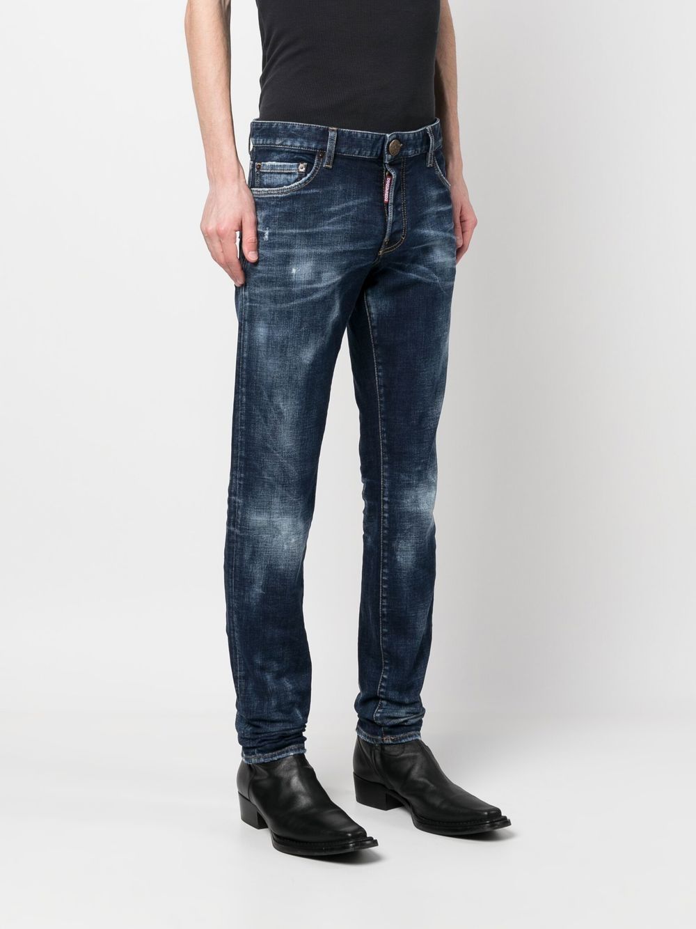 Shop Dsquared2 Flag Patch Slim-fit Jeans In Blue