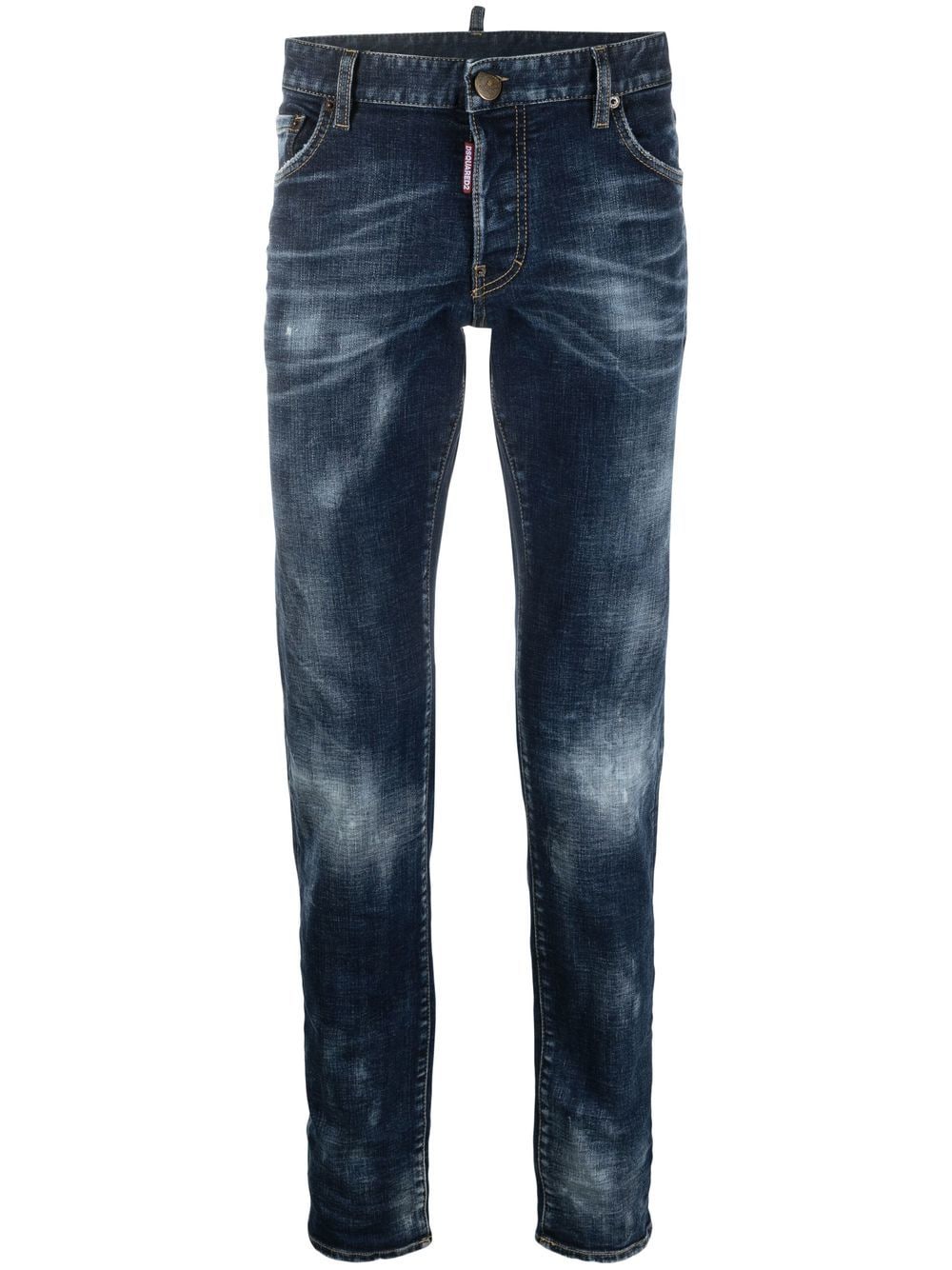 Dsquared2 Flag Patch Slim-fit Jeans In Blue